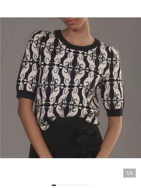 Anthropologie Maeve Harmon Jacquard Poodle Sweater Tee 2X